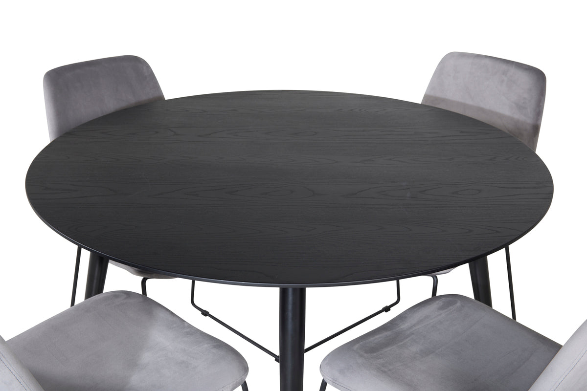 Venture Design Muce & Dipp Matstolar 2-pack Grå + Runda Matbord ⌀115 Svart