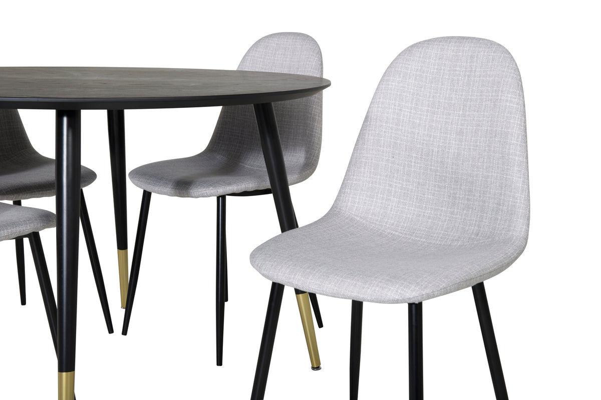 Venture Design Dipp & Polar Runda Matbord ⌀115 Svart + Matstolar 2-pack Grå