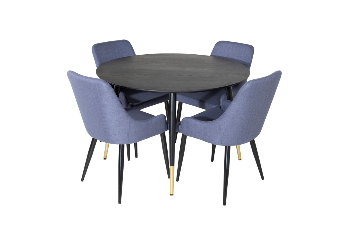 Venture Design Plaza & Dipp Matstolar Blå + Matbord ⌀115