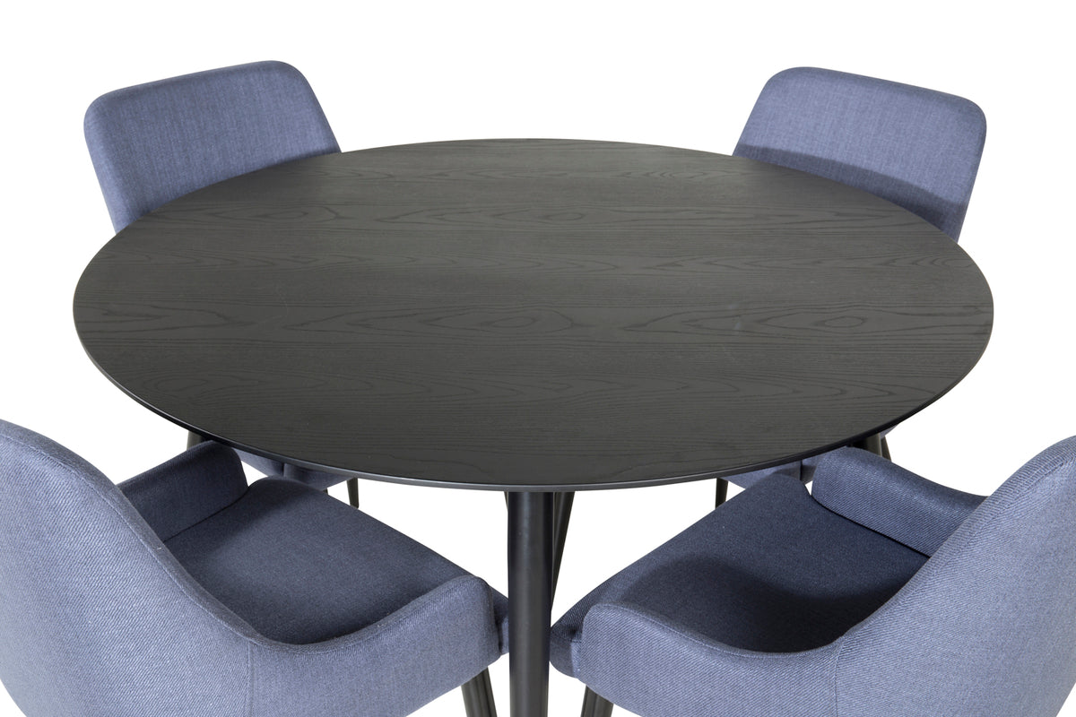 Venture Design Plaza & Dipp Matstolar Blå + Matbord ⌀115