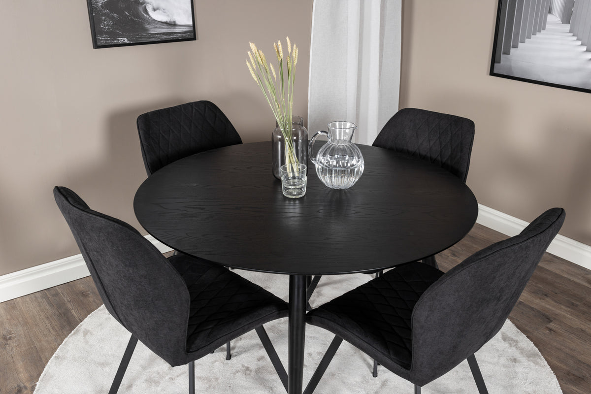 Venture Design Gemma & Dipp Matstolar 2-pack Svart + Runda Matbord ⌀115 Svart