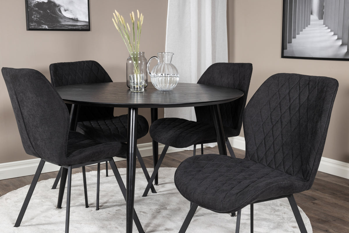 Venture Design Gemma & Dipp Matstolar 2-pack Svart + Runda Matbord ⌀115 Svart
