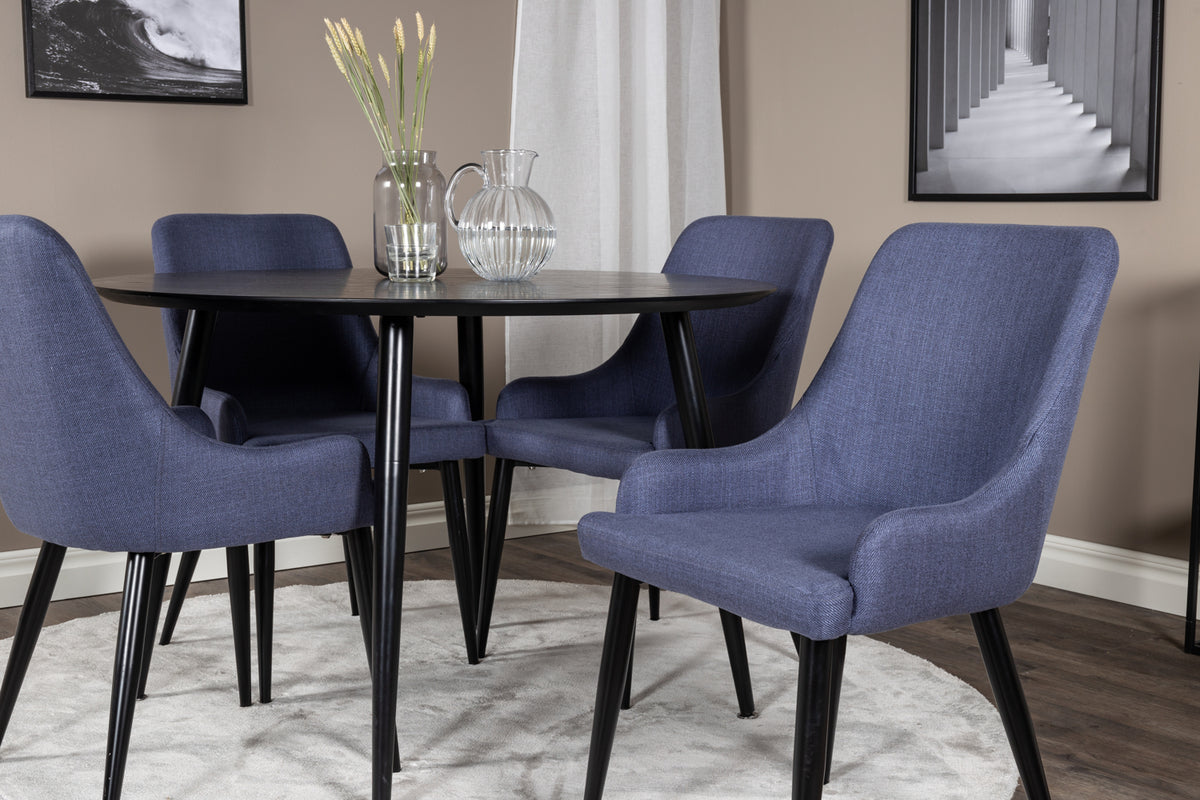 Venture Design Plaza & Dipp Matstolar Blå + Matbord ⌀115