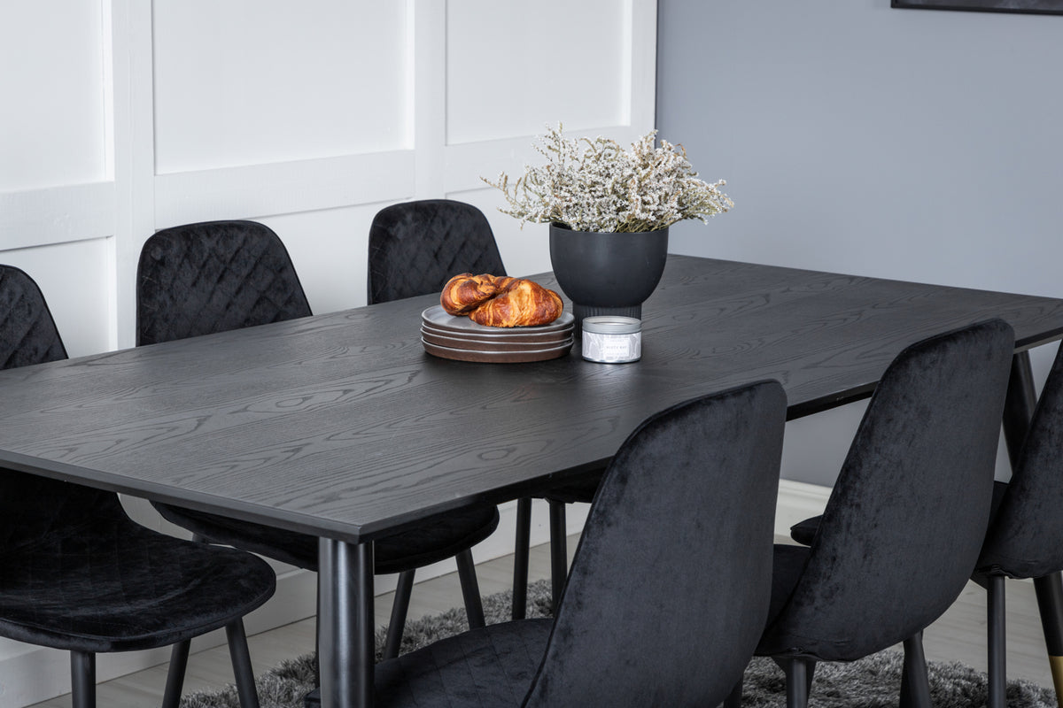 Venture Design Dipp & Polar Rektangulära Matbord 180 x 90 Svart + Matstolar 2-pack Svart