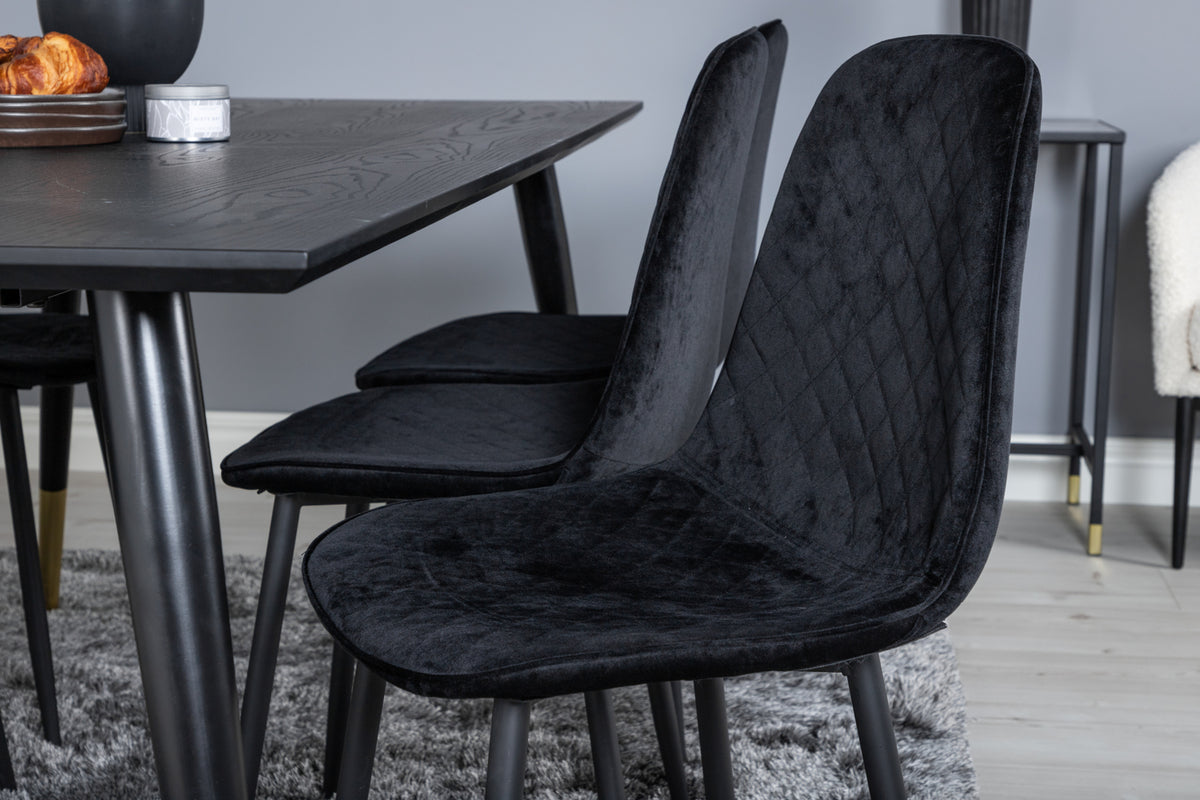Venture Design Dipp & Polar Rektangulära Matbord 180 x 90 Svart + Matstolar 2-pack Svart