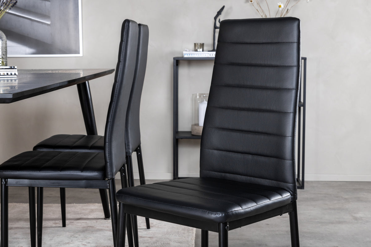 Venture Design Slim & Dipp Matstolar 2-pack Svart + Rektangulära Matbord 180 x 90 Svart