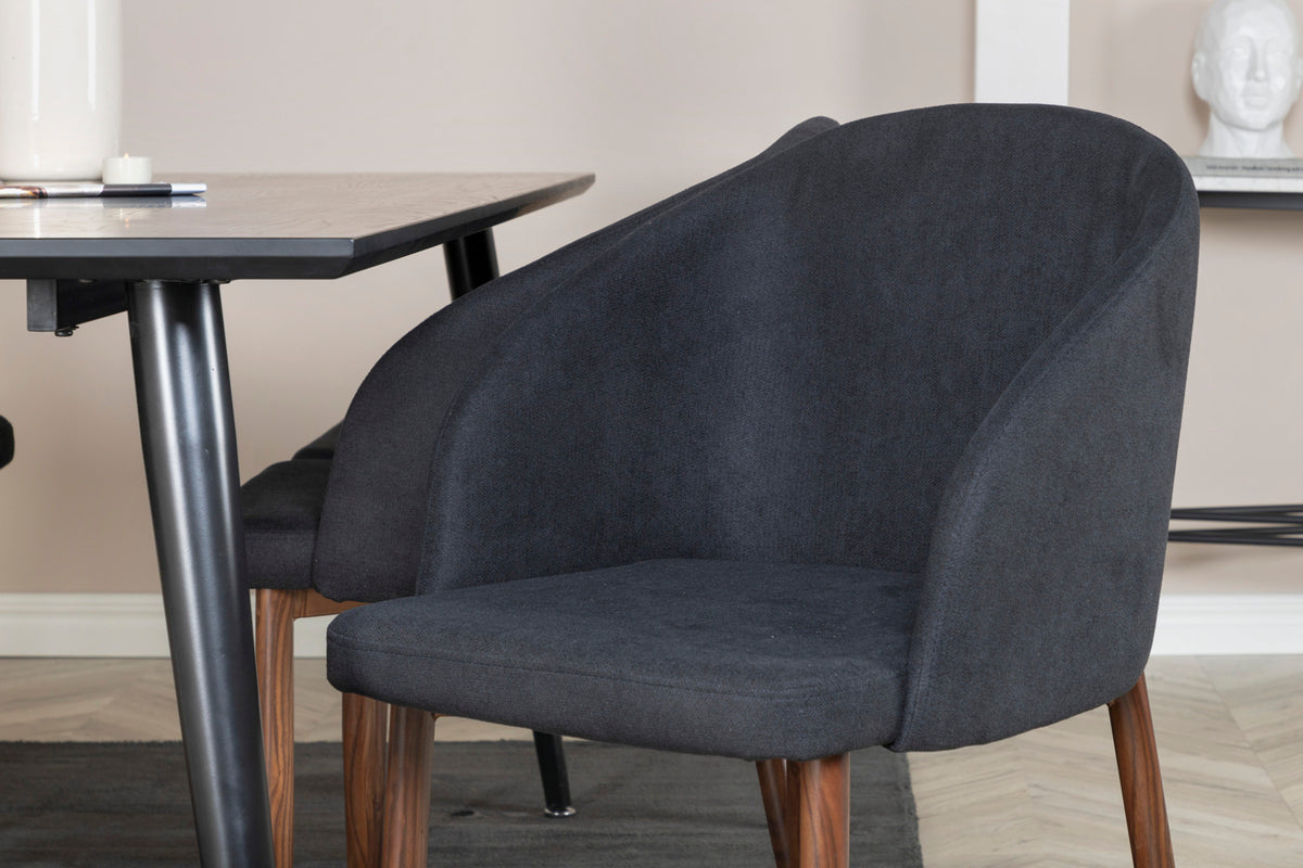 Venture Design Arch & Dipp Matstolar 2-pack Svart + Rektangulära Matbord 180 x 90 Svart