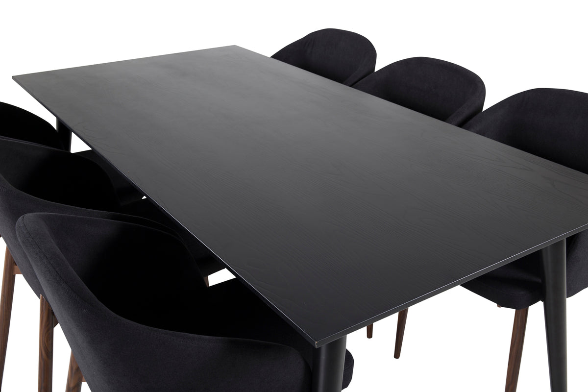 Venture Design Arch & Dipp Matstolar 2-pack Svart + Rektangulära Matbord 180 x 90 Svart