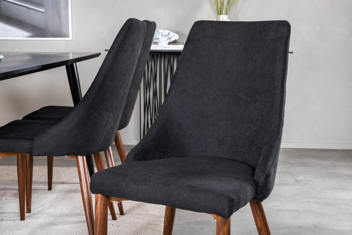 Venture Design Leone & Dipp Matstolar 2-pack Svart + Rektangulära Matbord 180 x 90 Svart
