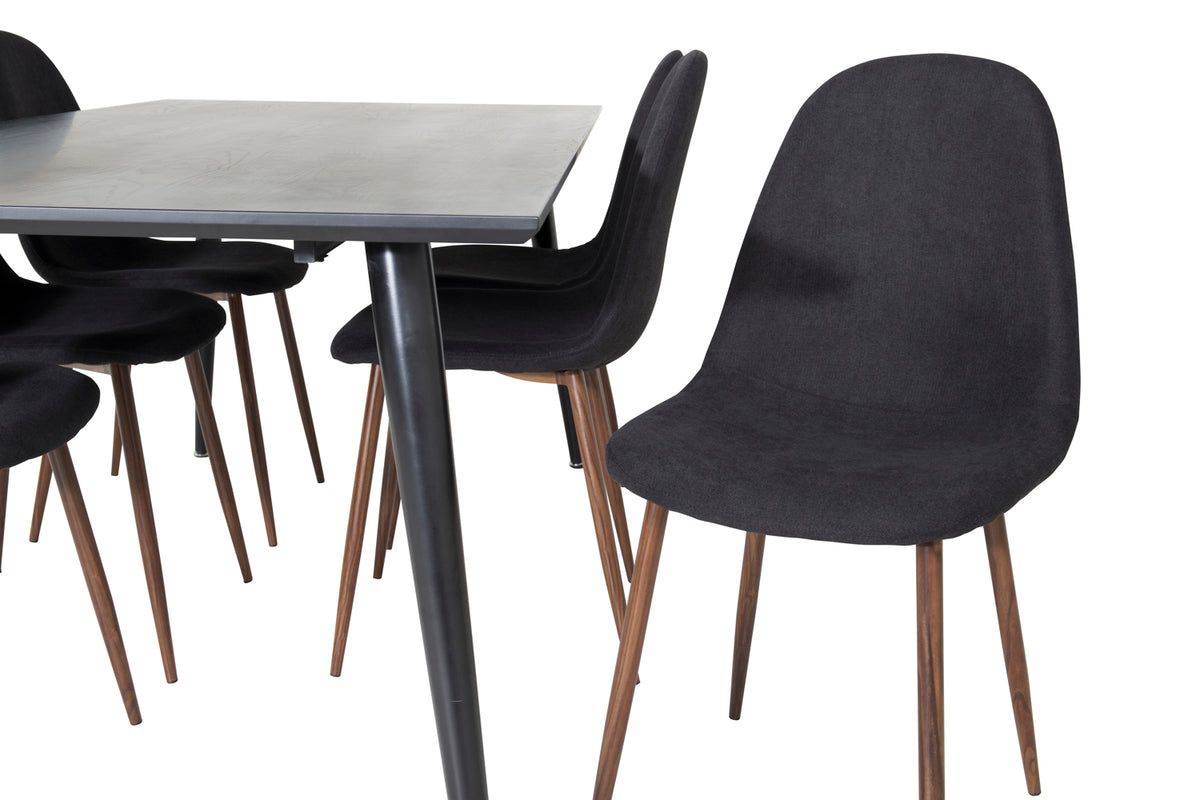 Venture Design Dipp & Polar Rektangulära Matbord 180 x 90 Svart + Matstolar 2-pack Svart