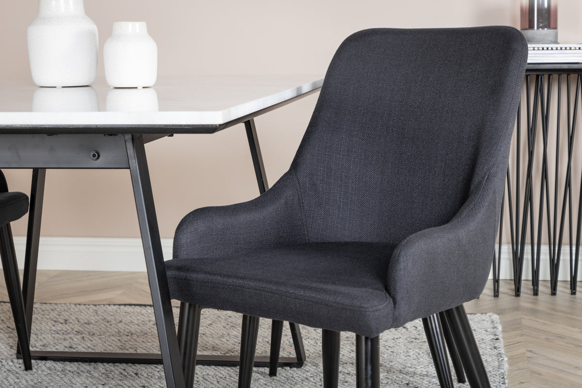 Venture Design Plaza & Estelle Matstolar 2-pack Svart + Rektangulära Matbord 140 x 90 Svart
