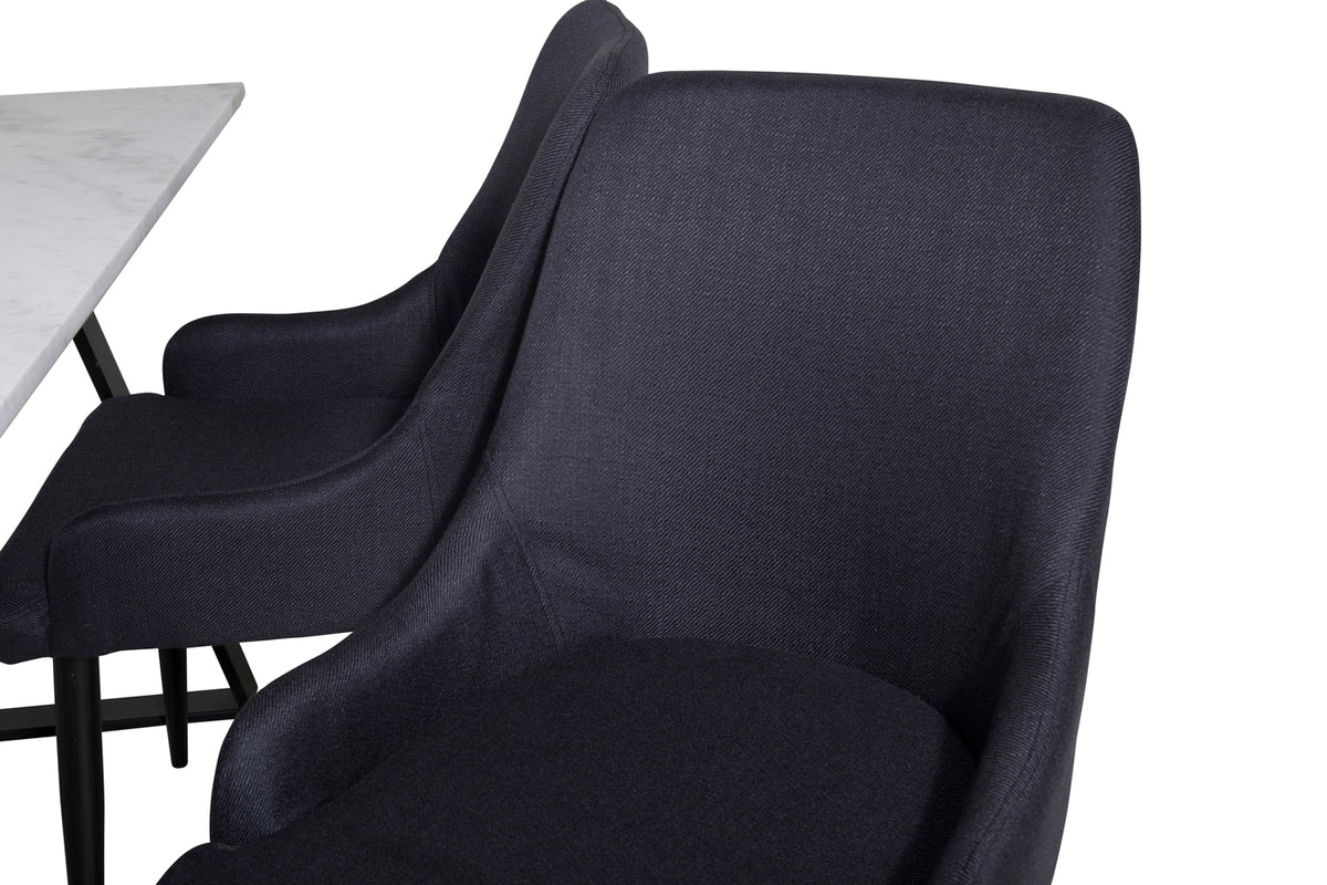 Venture Design Plaza & Estelle Matstolar 2-pack Svart + Rektangulära Matbord 140 x 90 Svart