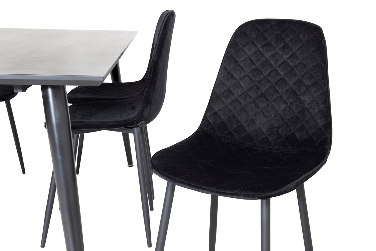 Venture Design Dipp & Polar Rektangulära Matbord 180 x 90 Svart + Matstolar 2-pack Svart