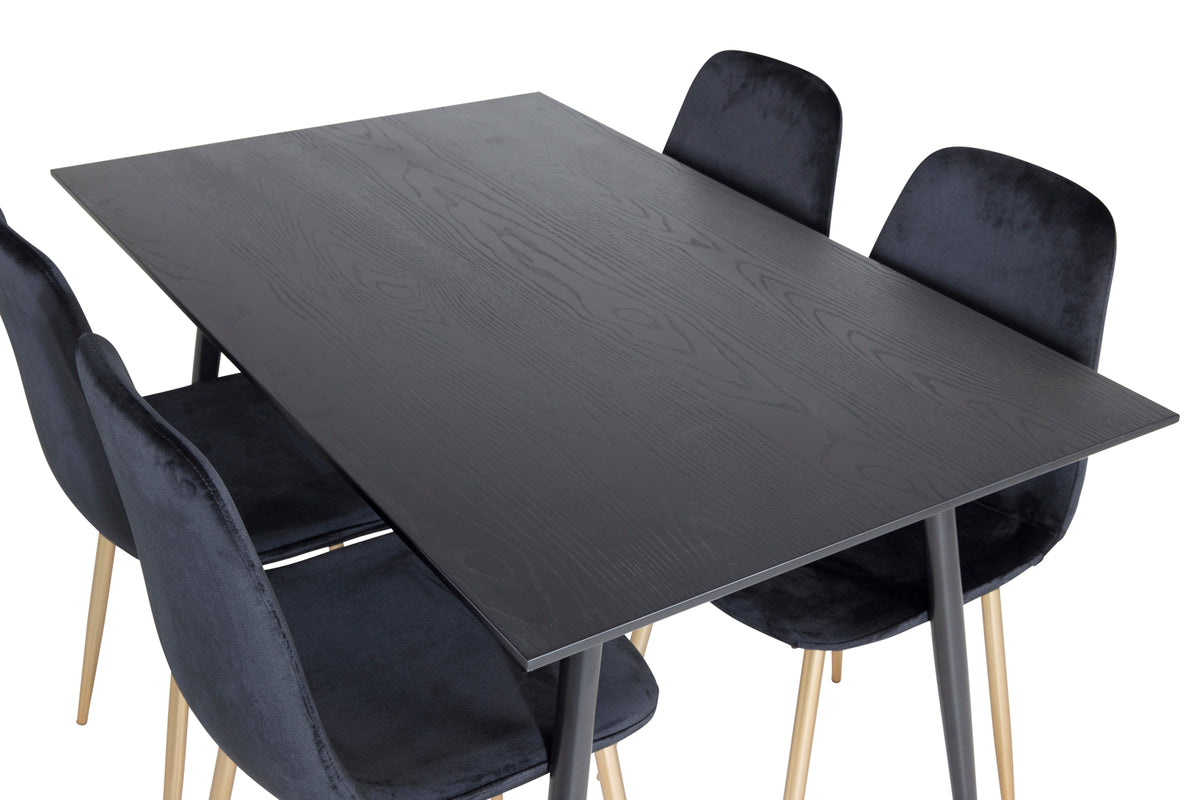 Venture Design Dipp & Polar Rektangulära Matbord 120 x 85 Svart + Matstolar 2-pack Svart
