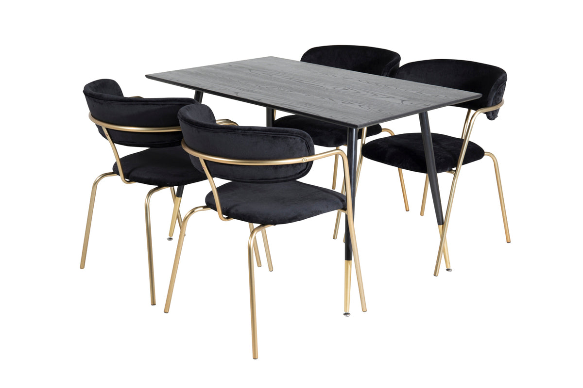 Venture Design Arrow & Dipp Matstolar 2-pack Svart + Rektangulära Matbord 120 x 85 Svart