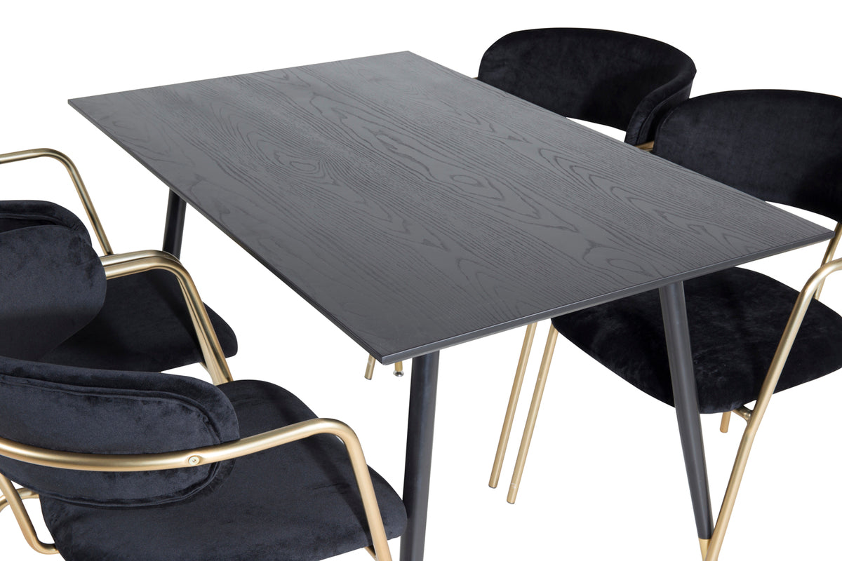 Venture Design Arrow & Dipp Matstolar 2-pack Svart + Rektangulära Matbord 120 x 85 Svart