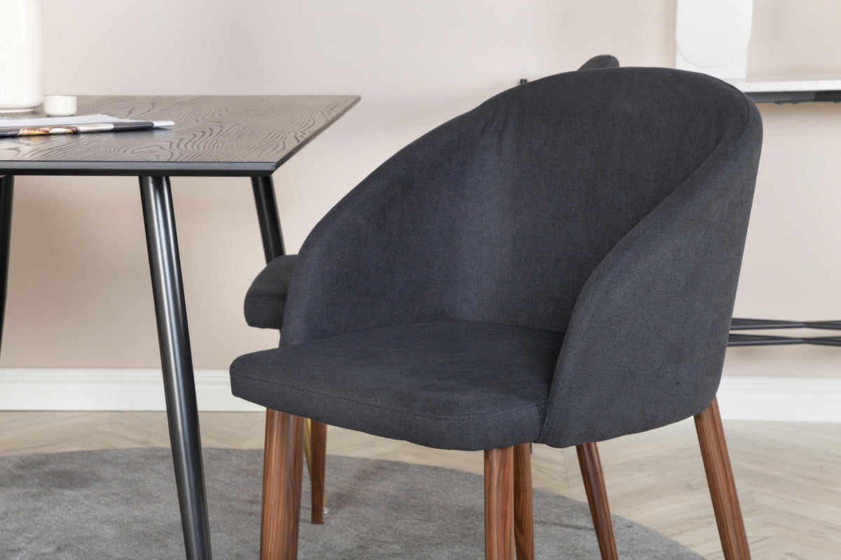 Venture Design Arch & Dipp Matstolar 2-pack Svart + Rektangulära Matbord 120 x 85 Svart