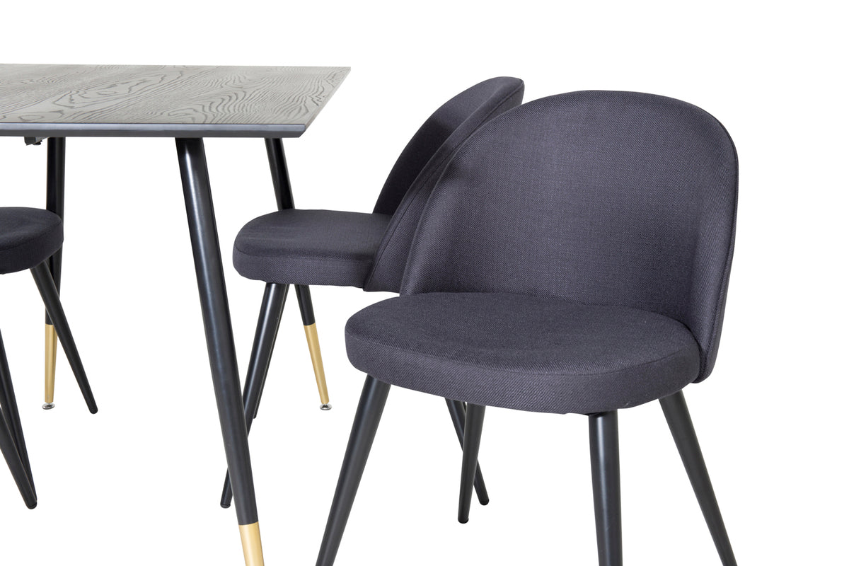 Venture Design Dipp & Velvet Rektangulära Matbord 120 x 85 Svart + Matstolar 2-pack Svart