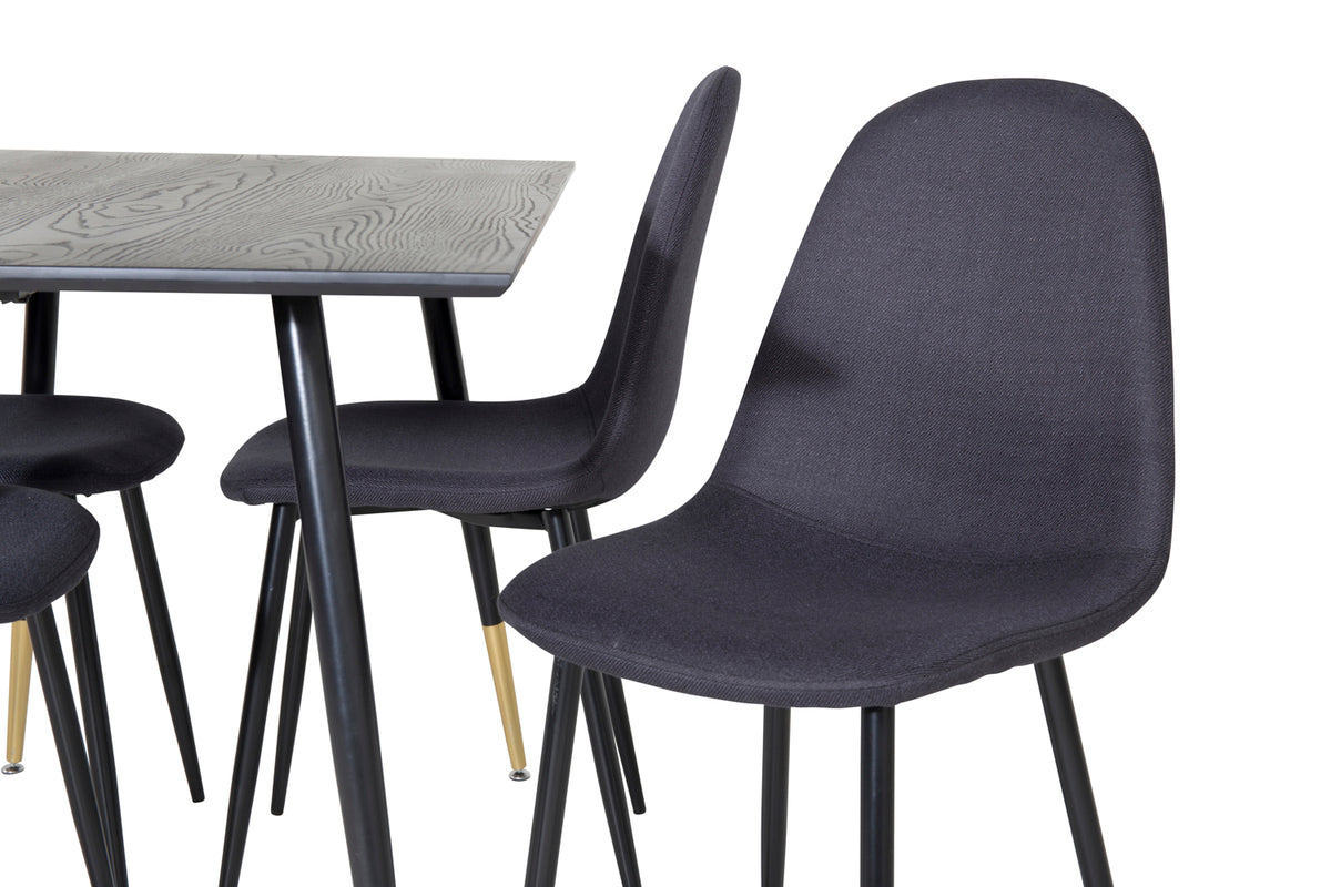 Venture Design Dipp & Polar Rektangulära Matbord 120 x 85 Svart + Matstolar 2-pack Svart