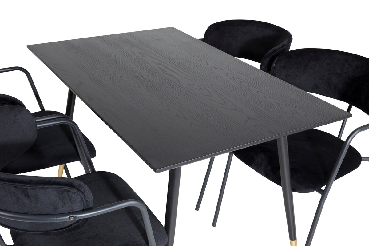Venture Design Arrow & Dipp Matstolar Svart + Matbord 85x120
