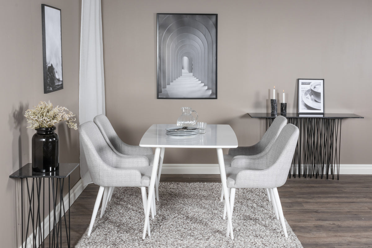 Venture Design Plaza & Polar Matstolar 2-pack Grå + Rektangulära Matbord 120 x 75 Vit