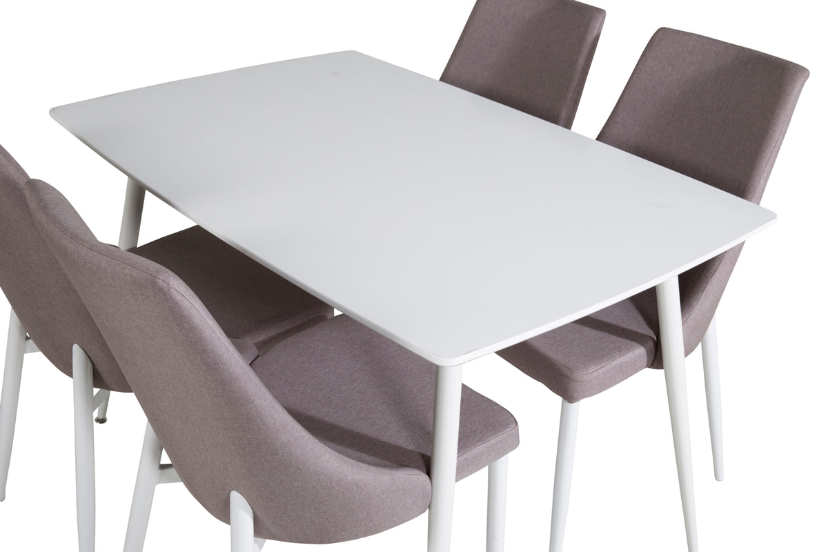 Venture Design Leone & Polar Matstolar 2-pack Grå + Rektangulära Matbord 120 x 75 Vit