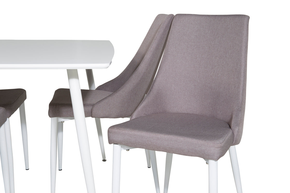 Venture Design Leone & Polar Matstolar 2-pack Grå + Rektangulära Matbord 120 x 75 Vit
