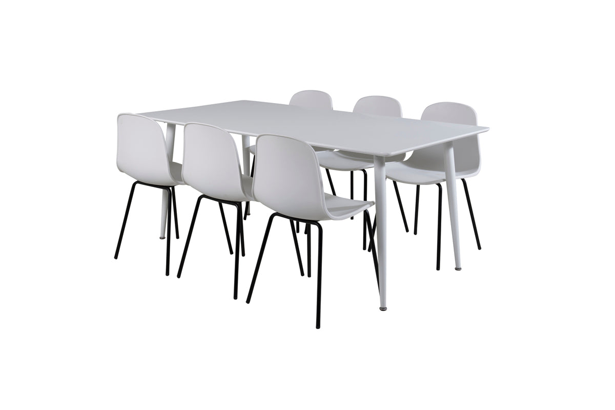 Venture Design Arctic & Polar Matstolar 2-pack Vit + Rektangulära Matbord 180 x 90 Vit