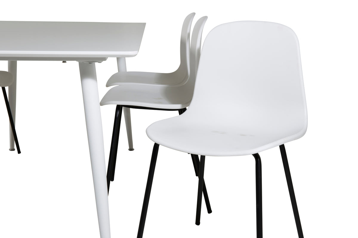 Venture Design Arctic & Polar Matstolar 2-pack Vit + Rektangulära Matbord 180 x 90 Vit