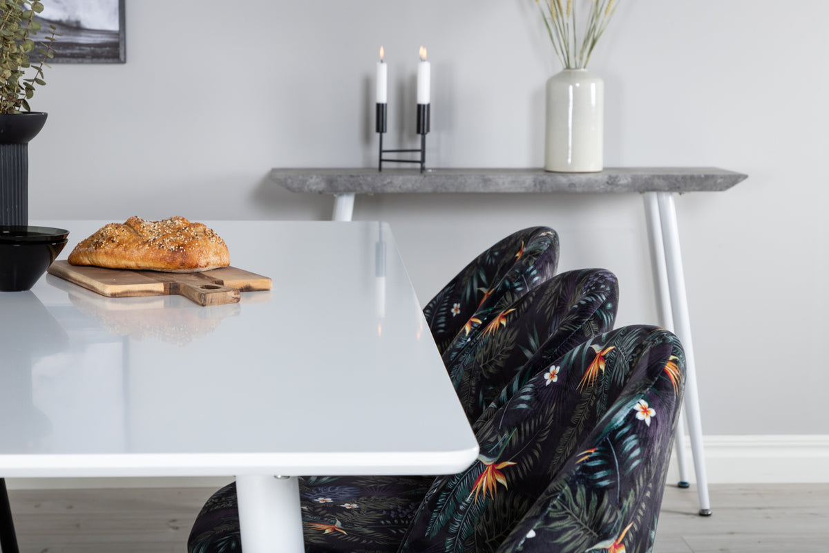 Venture Design Polar & Velvet Rektangulära Matbord 180 x 90 Vit + Matstolar 2-pack Svart