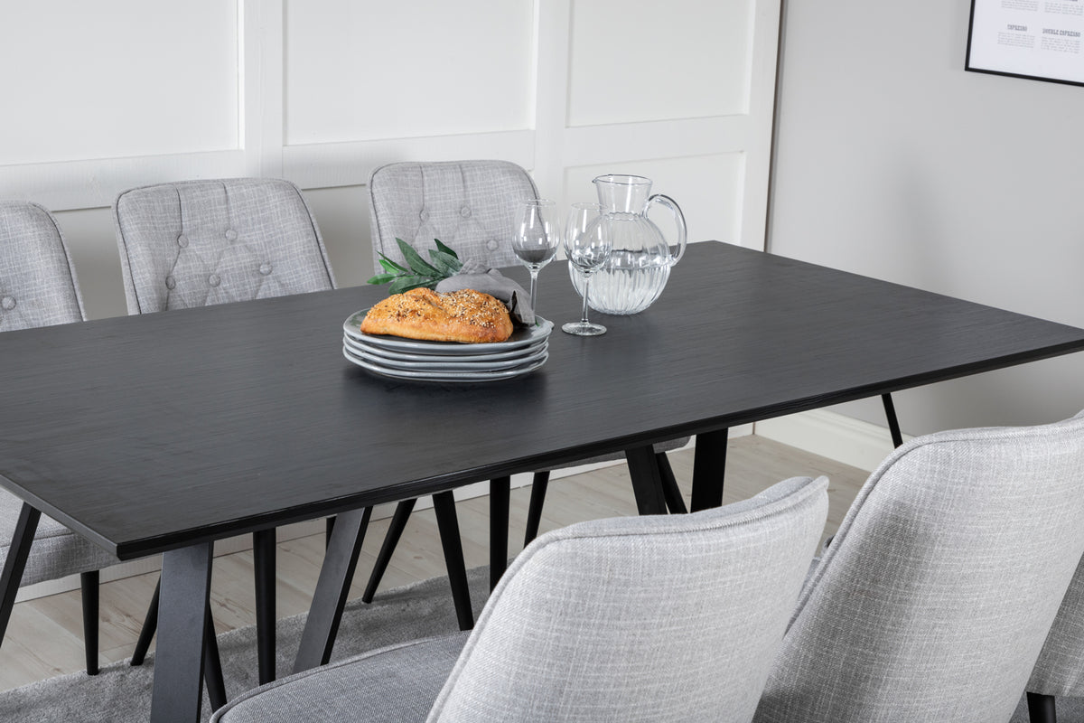 Venture Design Marina & Velvet Deluxe Matbord 90x180 + Matstolar Grå
