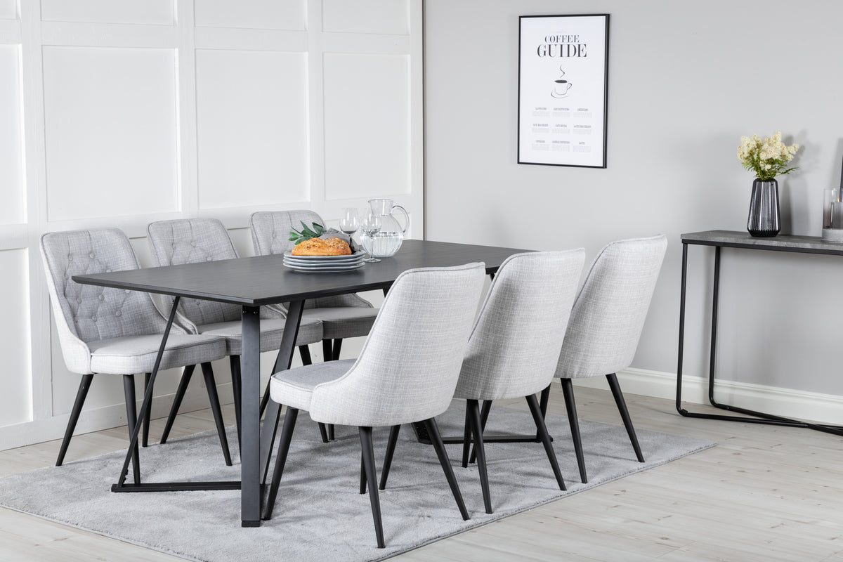 Venture Design Marina & Velvet Deluxe Matbord 90x180 + Matstolar Grå