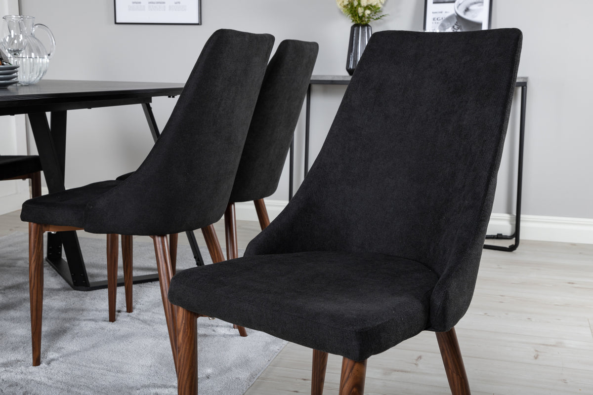 Venture Design Leone & Marina Matstolar Svart + Matbord 90x180