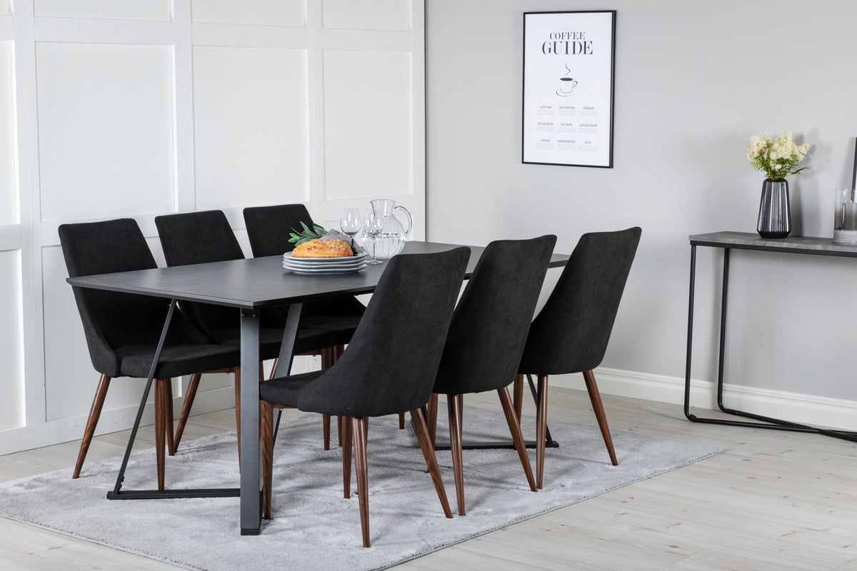 Venture Design Leone & Marina Matstolar Svart + Matbord 90x180