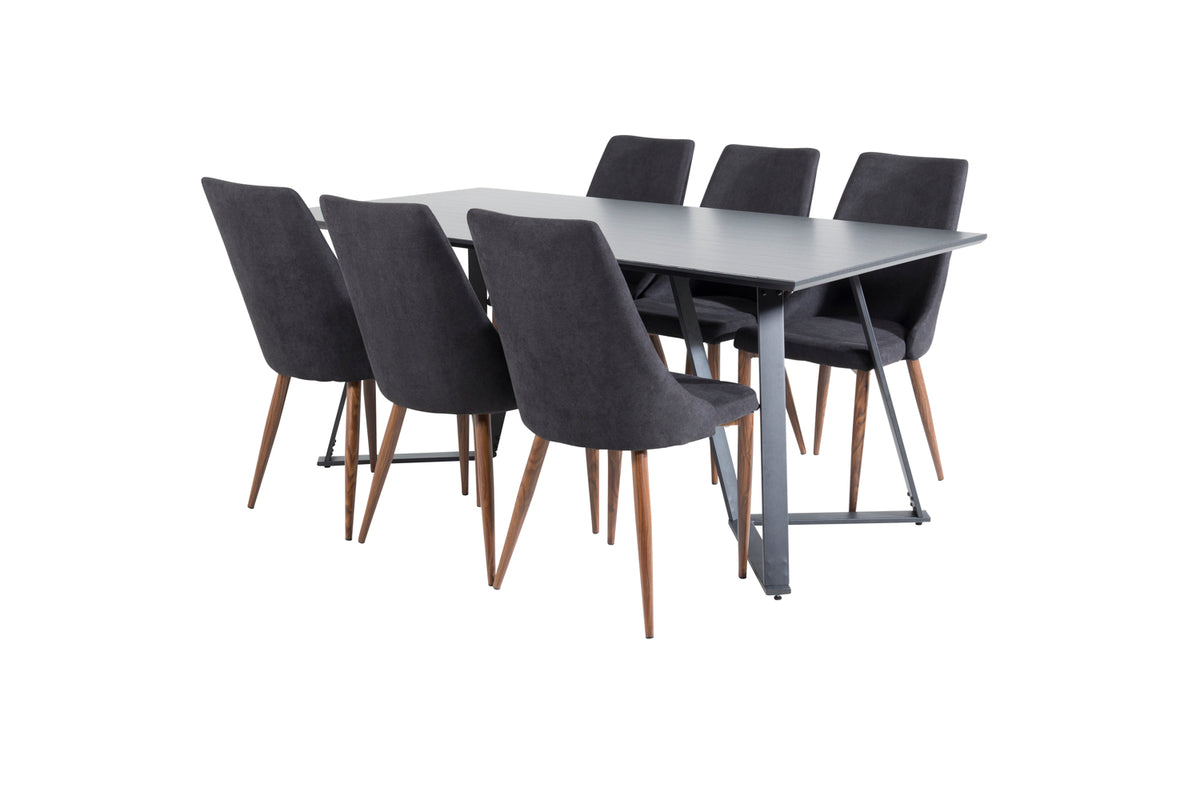 Venture Design Leone & Marina Matstolar Svart + Matbord 90x180