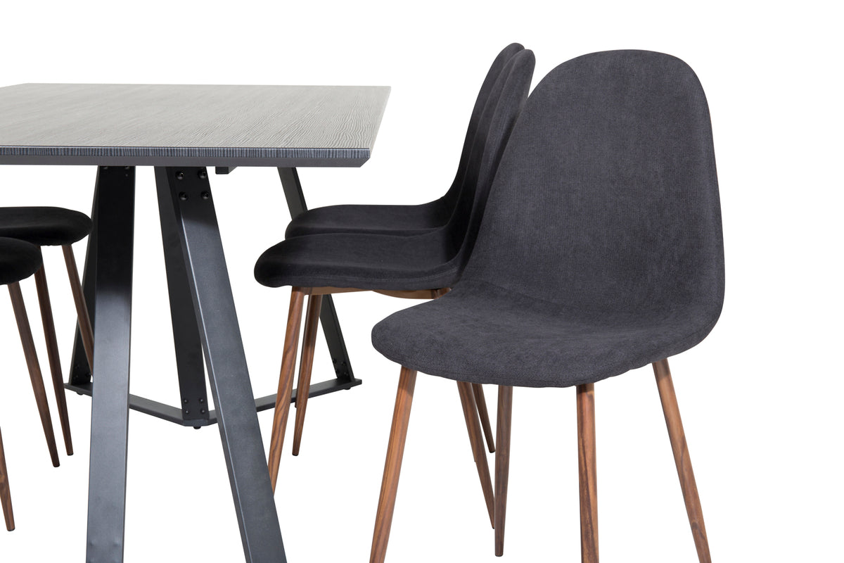 Venture Design Polar & Marina Matstolar Svart + Matbord 90x180
