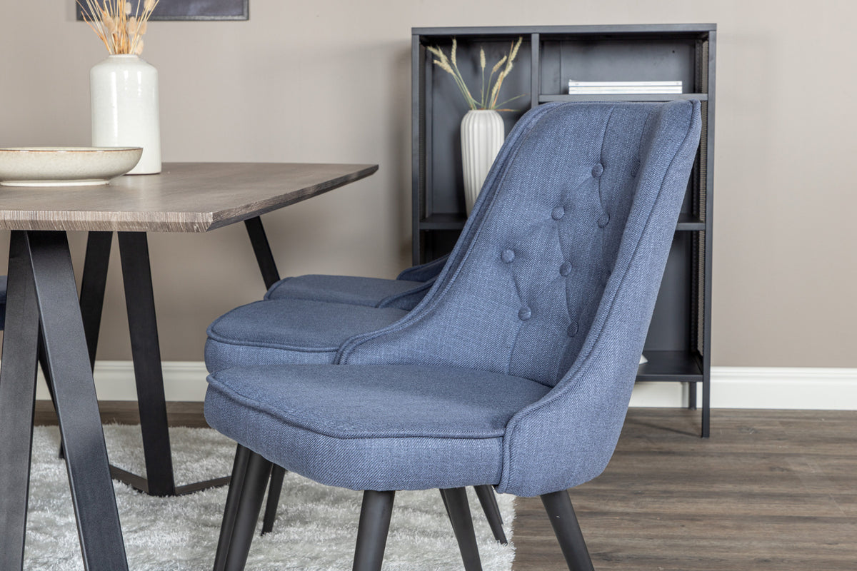 Venture Design Marina & Velvet Deluxe Rektangulära Matbord 180 x 90 Natur + Matstolar 2-pack Blå
