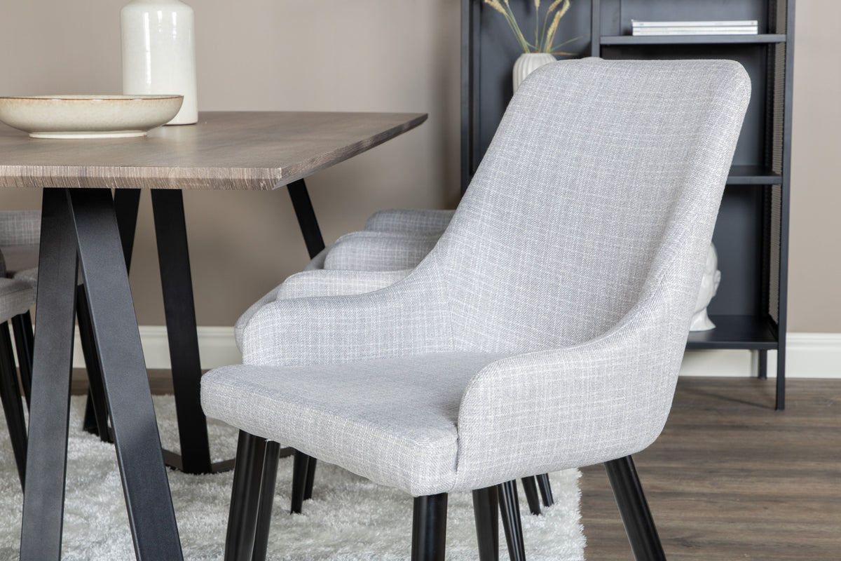 Venture Design Plaza & Marina Matstolar 2-pack Grå + Rektangulära Matbord 180 x 90 Natur