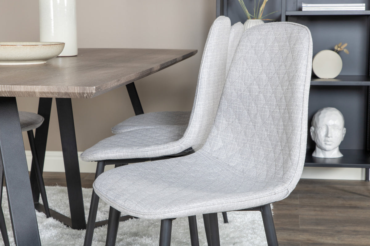 Venture Design Polar & Marina Matstolar 2-pack Grå + Rektangulära Matbord 180 x 90 Natur