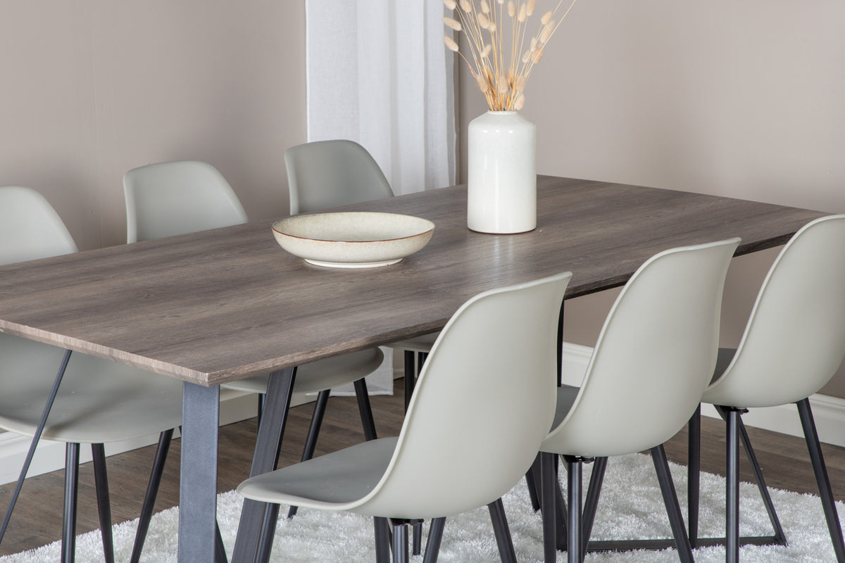 Venture Design Polar & Marina Matstolar 2-pack Grå + Rektangulära Matbord 180 x 90 Natur