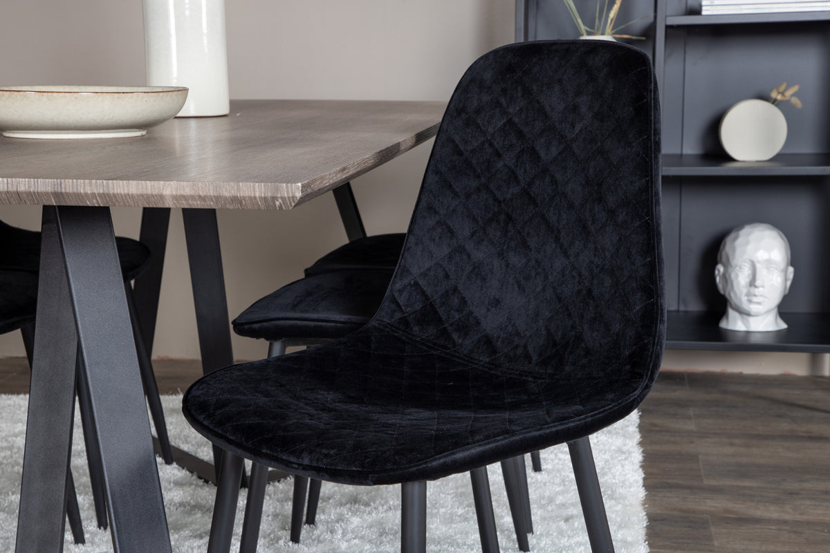 Venture Design Polar & Marina Matstolar 2-pack Svart + Rektangulära Matbord 180 x 90 Natur