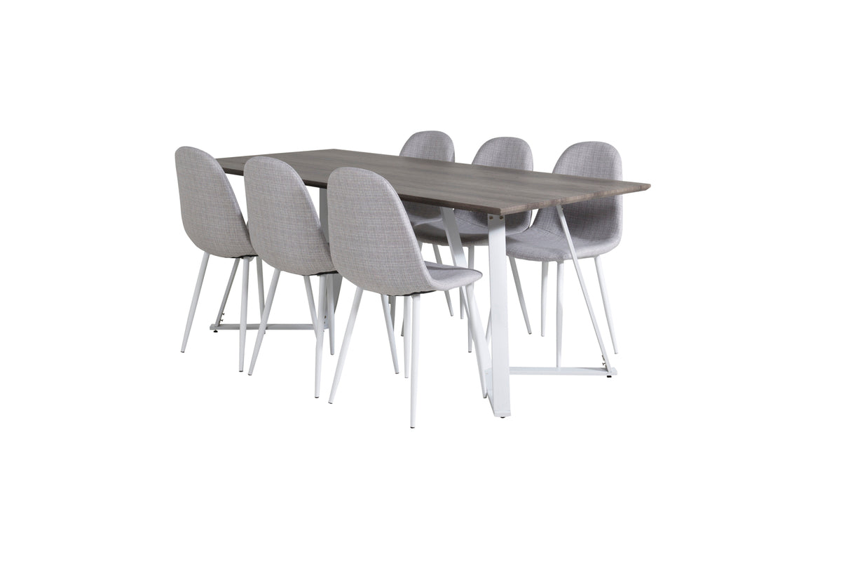 Venture Design Polar & Marina Matstolar 2-pack Grå + Rektangulära Matbord 180 x 90 Grå
