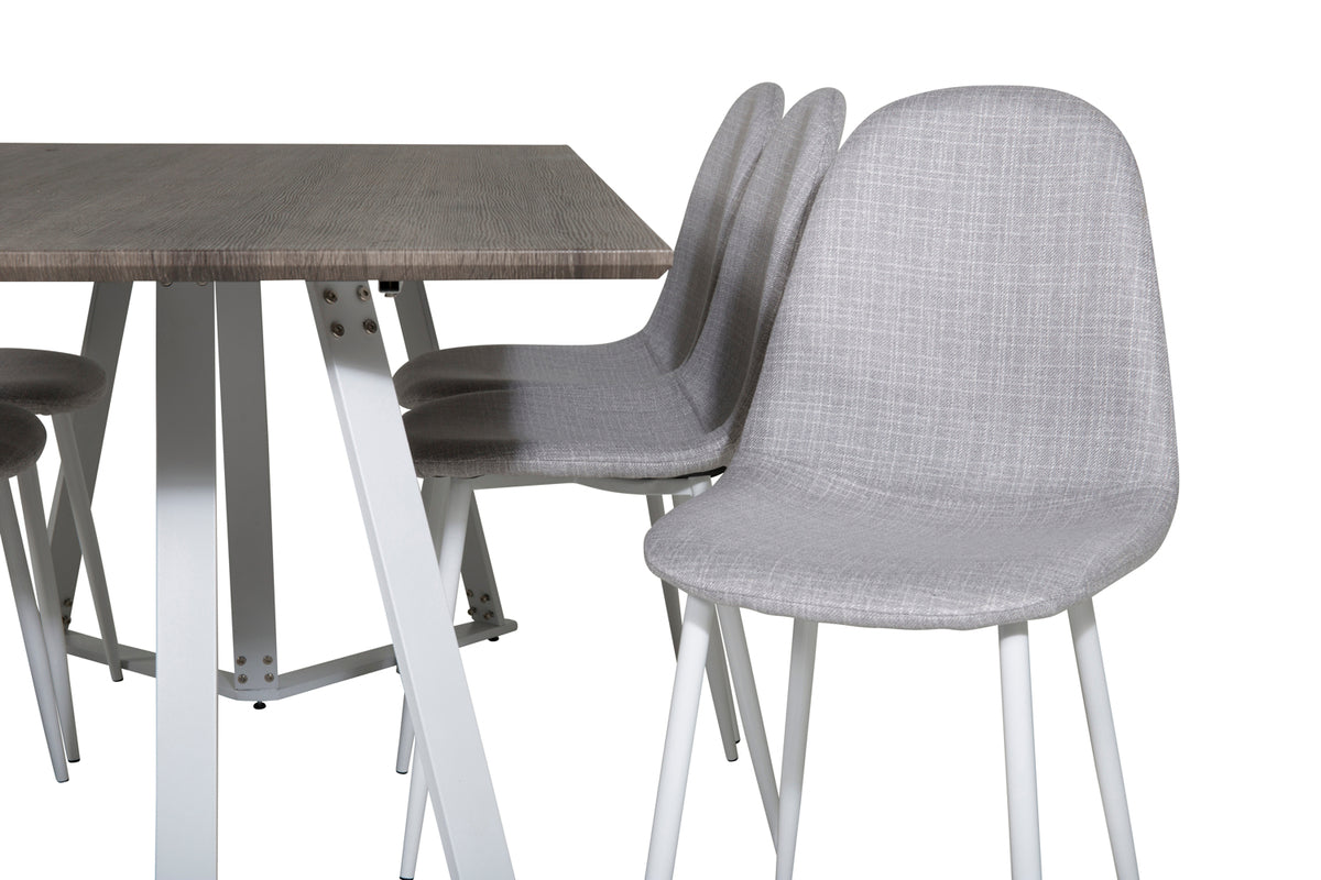 Venture Design Polar & Marina Matstolar 2-pack Grå + Rektangulära Matbord 180 x 90 Grå