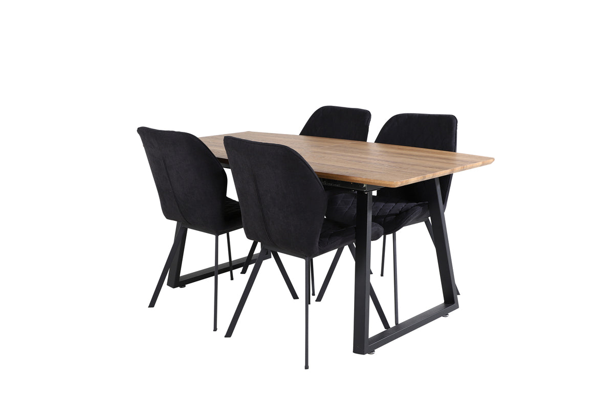 Venture Design Gemma & Inca Matstolar 2-pack Svart + Rektangulära Matbord 160 x 85 Valnöt