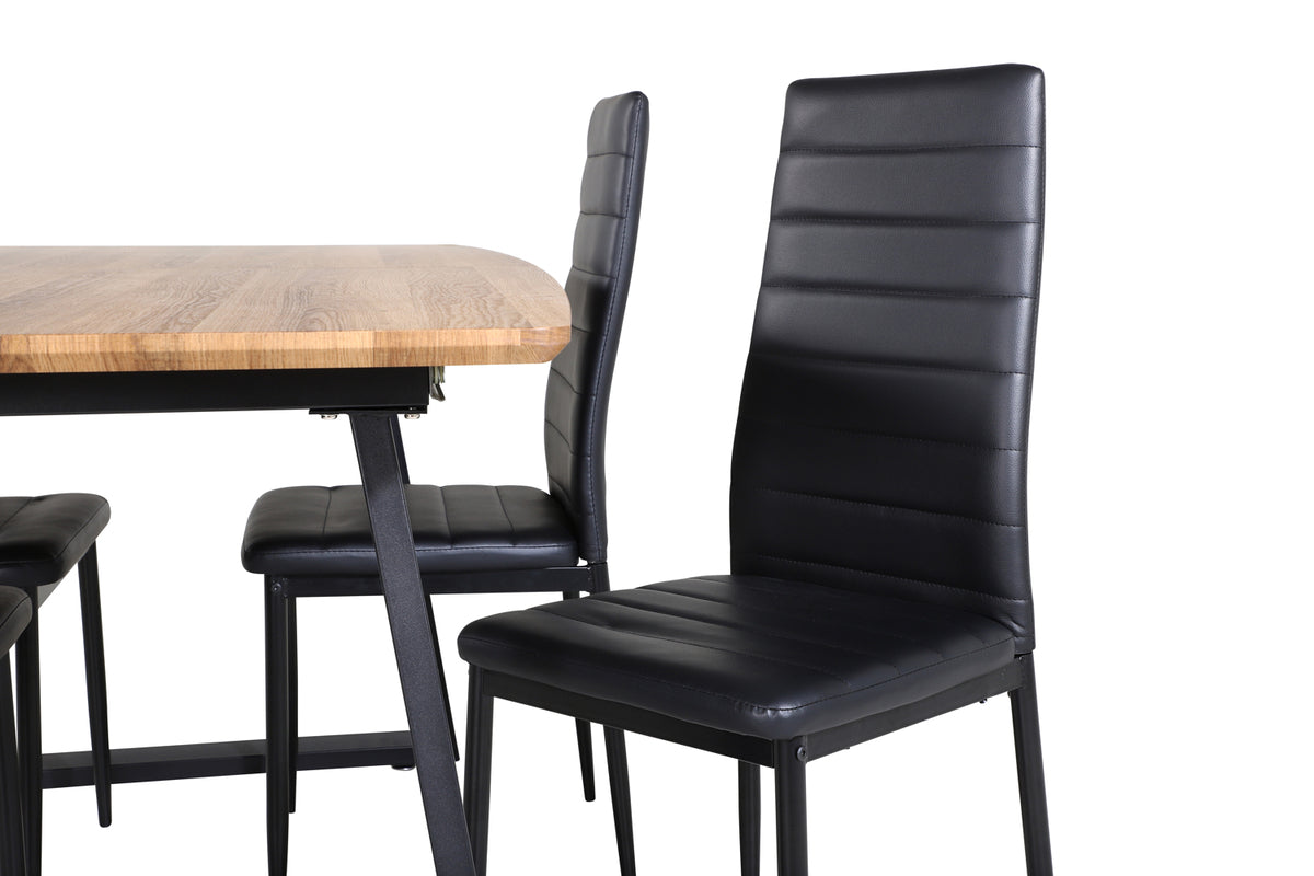 Venture Design Slim & Inca Matstolar 2-pack Svart + Rektangulära Matbord 160 x 85 Valnöt