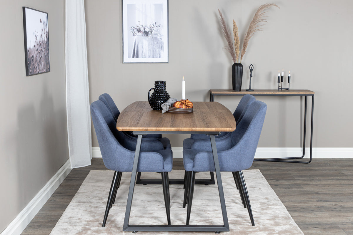 Venture Design Plaza & Inca Matstolar 2-pack Blå + Rektangulära Matbord 160 x 85 Valnöt
