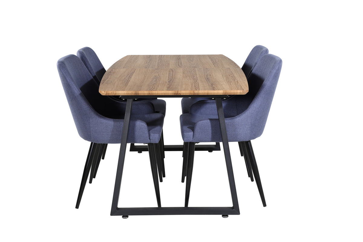 Venture Design Plaza & Inca Matstolar 2-pack Blå + Rektangulära Matbord 160 x 85 Valnöt