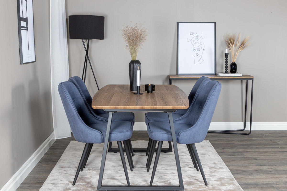 Venture Design Inca & Velvet Deluxe Matbord 85x160 + Matstolar Blå