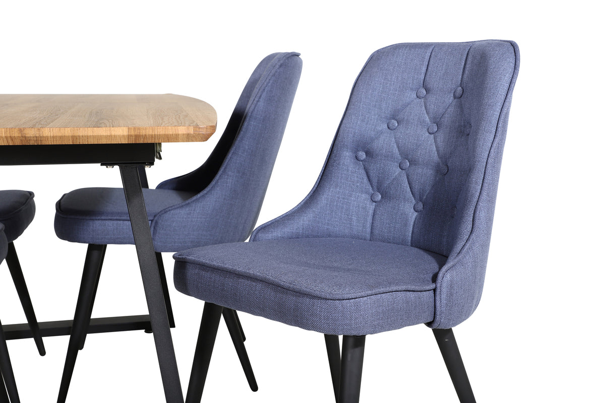 Venture Design Inca & Velvet Deluxe Matbord 85x160 + Matstolar Blå