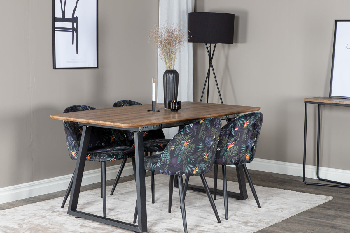 Venture Design Velvet & Inca Matstolar Svart + Matbord 85x160